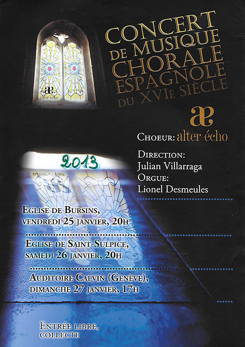 Musique chorale espagnole, programme de l'ensemble vocal alter-echo