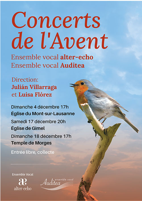 Concerts de l'avent, programme de l'ensemble vocal alter-echo avec Auditea