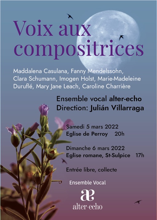 Voix aux compositrices, programme de l'ensemble vocal alter-echo